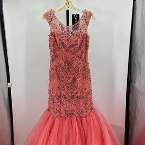 Sherri Hill 50955 Prom Pageant Dress Size 4 Light Coral Peach Mermaid NWT
